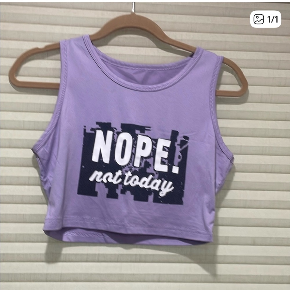 Purple Graphic Crop Tank Top